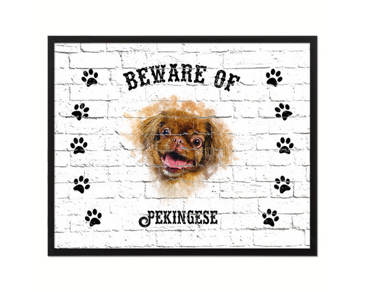 Beware of Maltese Sign Wood Framed Print Wall Art Decor Gifts