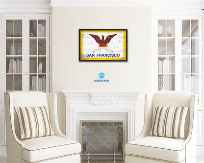 San Francisco City San Francisco State Shabby Chic Flag Framed Prints Decor Wall Art Gifts