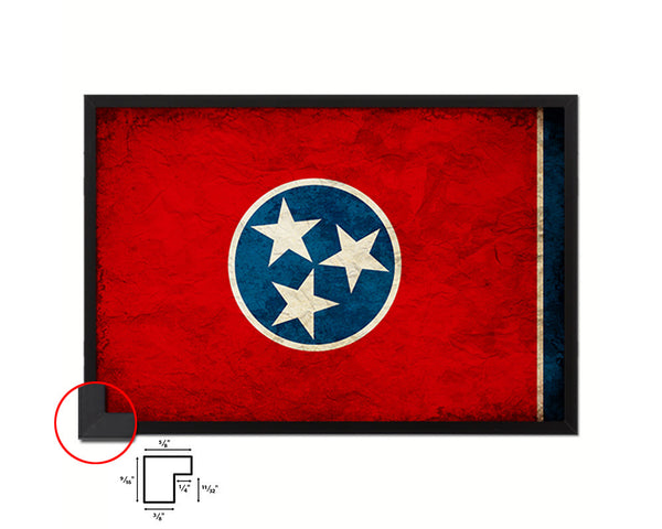 Tennessee State Vintage Flag Wood Framed Paper Print Wall Art Decor Gifts