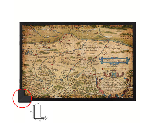 Bavaria Germany Abraham Ortelius Circa Vintage Map Framed Print Art Wall Decor Gifts