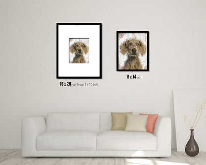 Weimarane Dog Puppy Portrait Framed Print Pet Watercolor Wall Decor Art Gifts