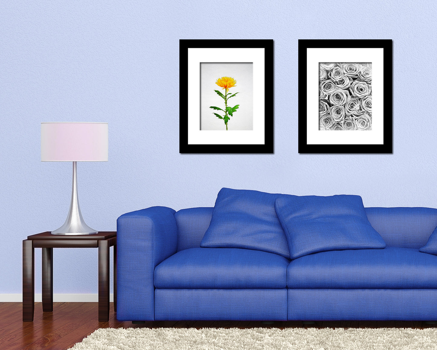 Yellow Chrysanthemum Flower Sketch Plants Art Wood Framed Print Wall Decor Gifts