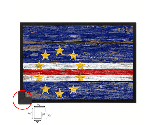 Cape Verde Country Wood Rustic National Flag Wood Framed Print Wall Art Decor Gifts