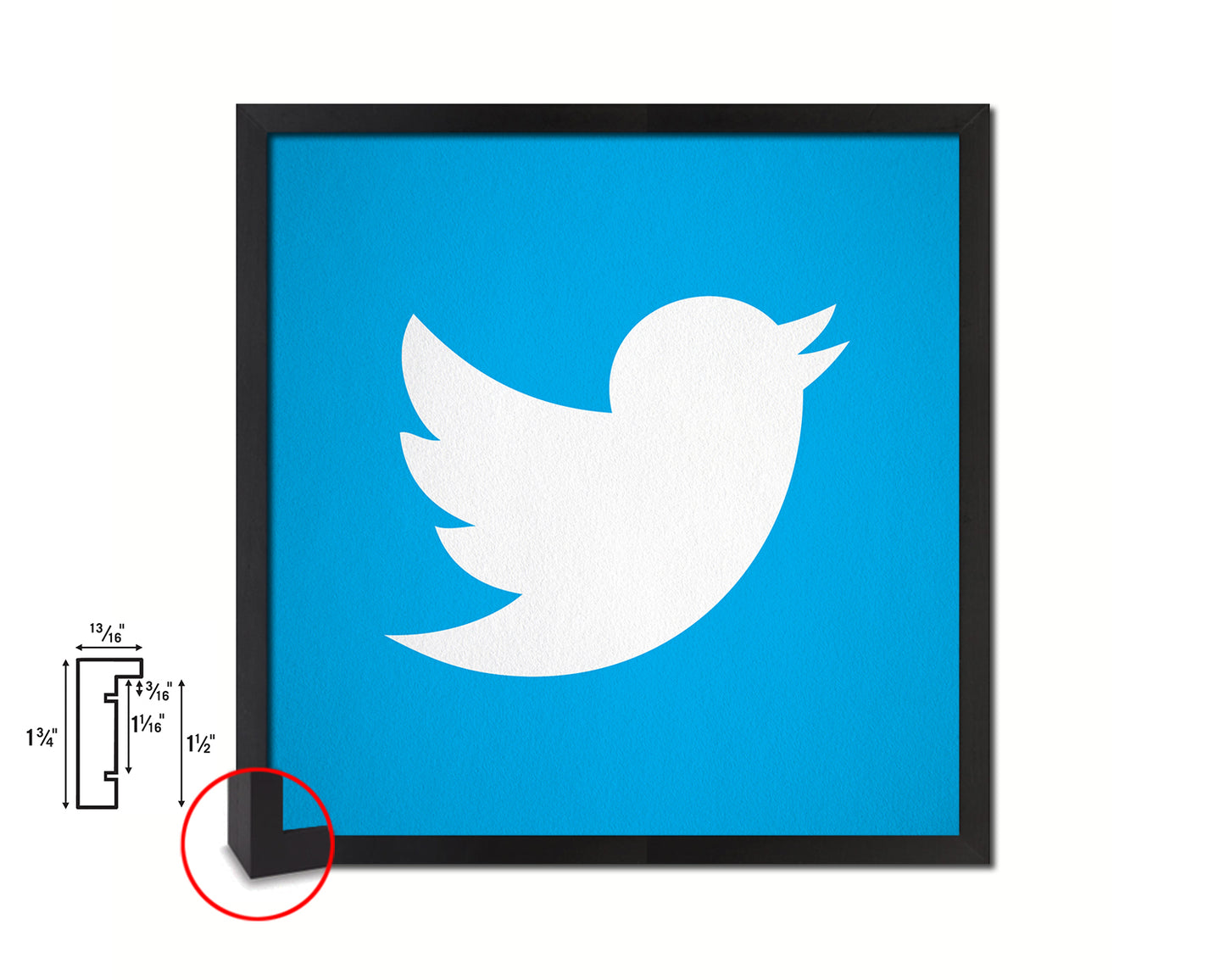 Twitter Social Media Symbol Icons logo Wood Framed Print Home Decor Wall Art Gifts