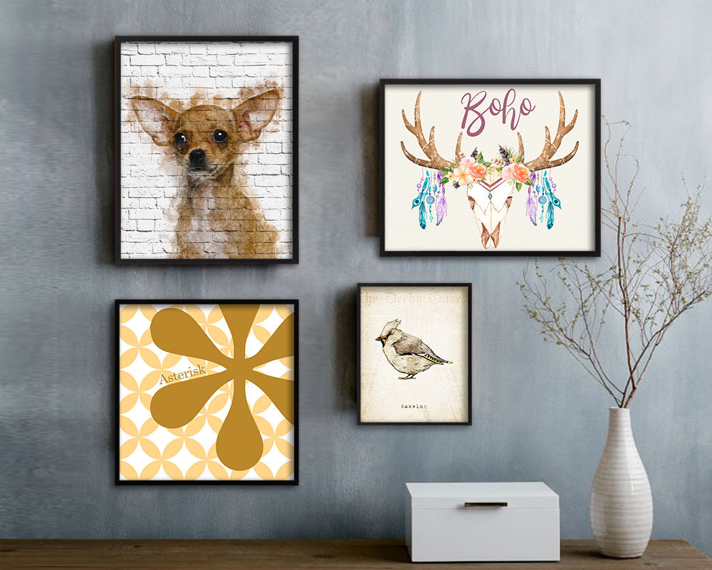 Chihuahua Dog Puppy Portrait Framed Print Pet Watercolor Wall Decor Art Gifts