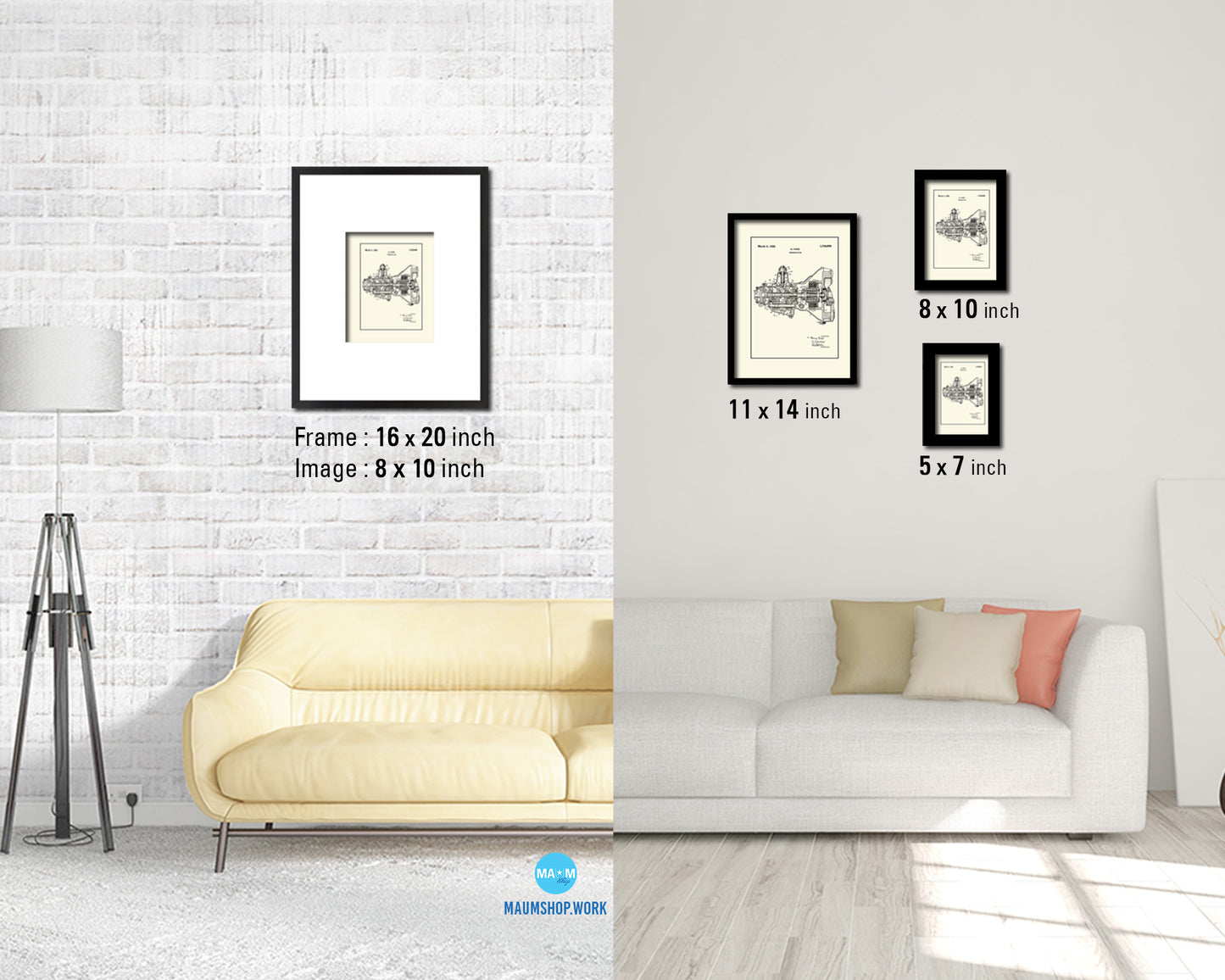 Transmission Car Vintage Patent Artwork Black Frame Print Wall Art Decor Gifts