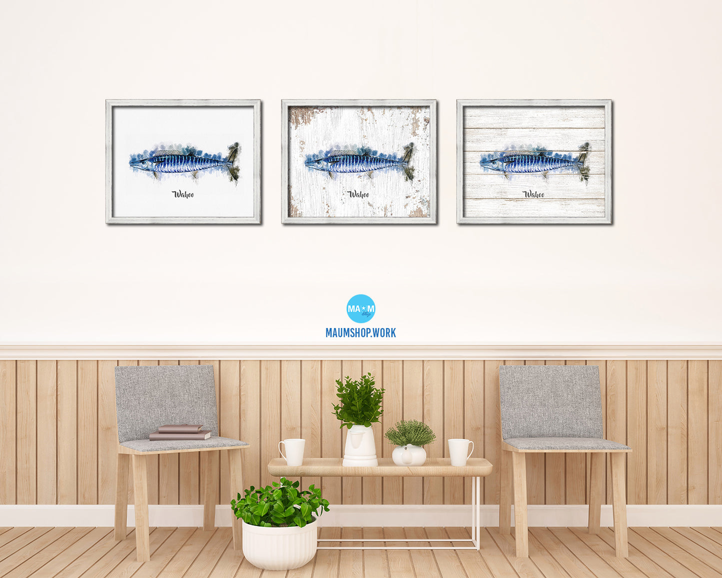 Wahoo Fish Framed Prints Modern Restaurant Sushi Bar Watercolor Wall Art Decor
