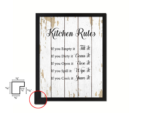 Kitchen Rules Quote Framed Print Home Decor Wall Art Gifts