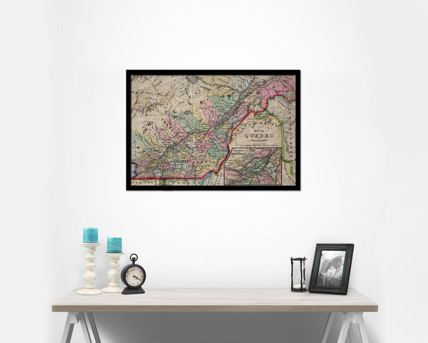 Quebec Montreal Historical Map Framed Print Art Wall Decor Gifts