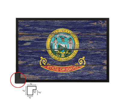 Idaho State Rustic Flag Wood Framed Paper Prints Wall Art Decor Gifts