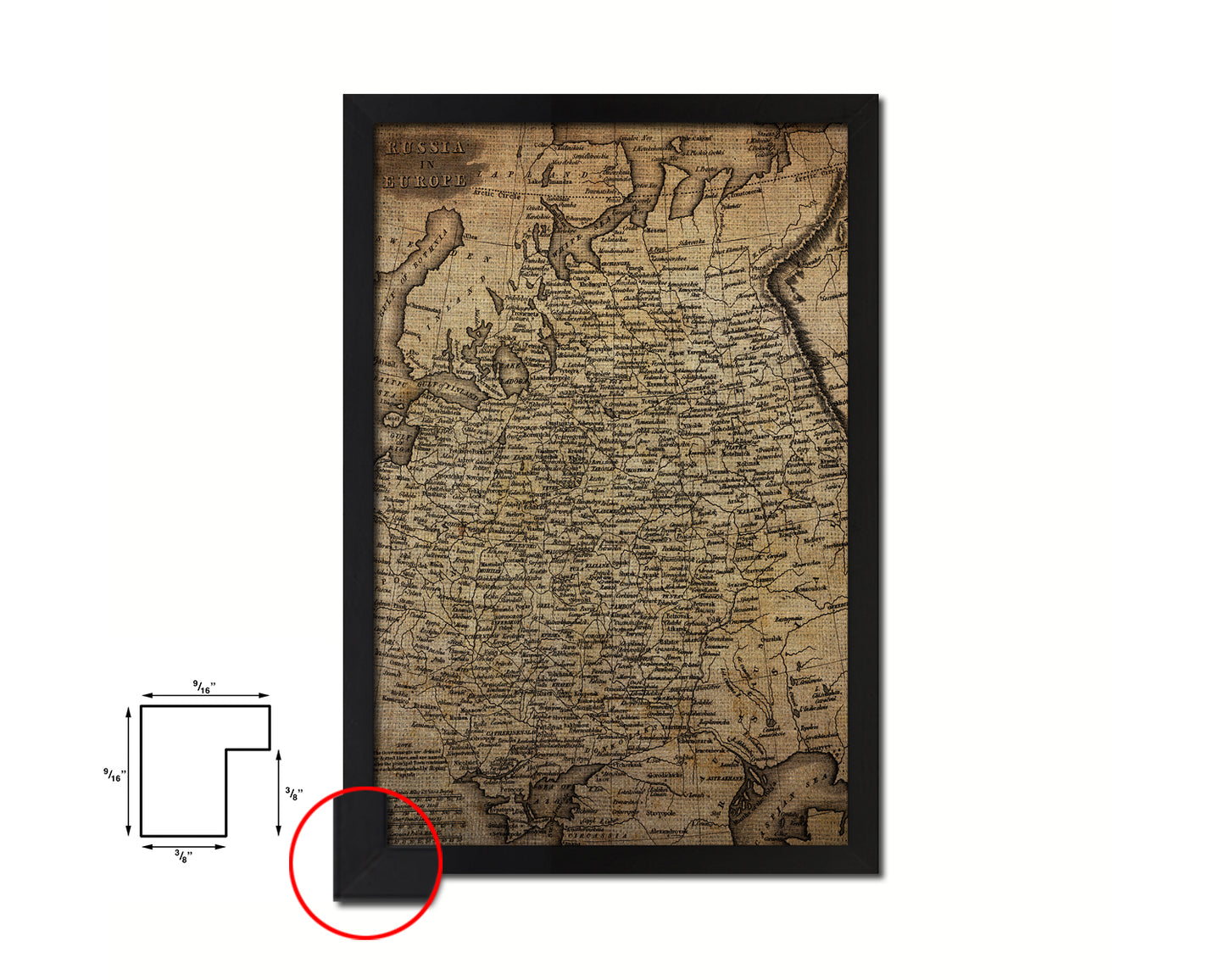 Russia Scandinavia Vintage Map Wood Framed Print Art Wall Decor Gifts