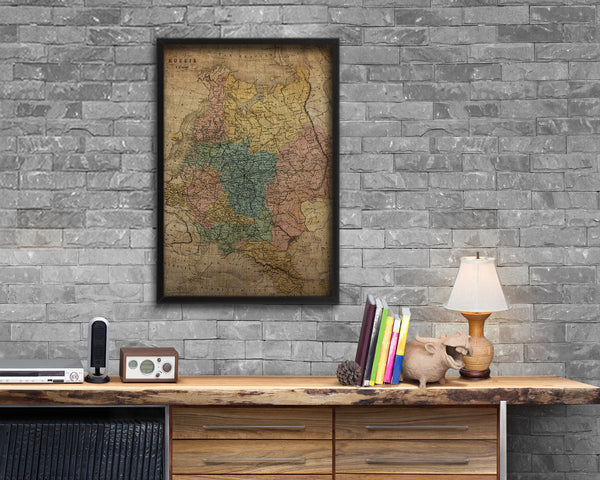 Russia Europe Vintage Map Wood Framed Print Art Wall Decor Gifts