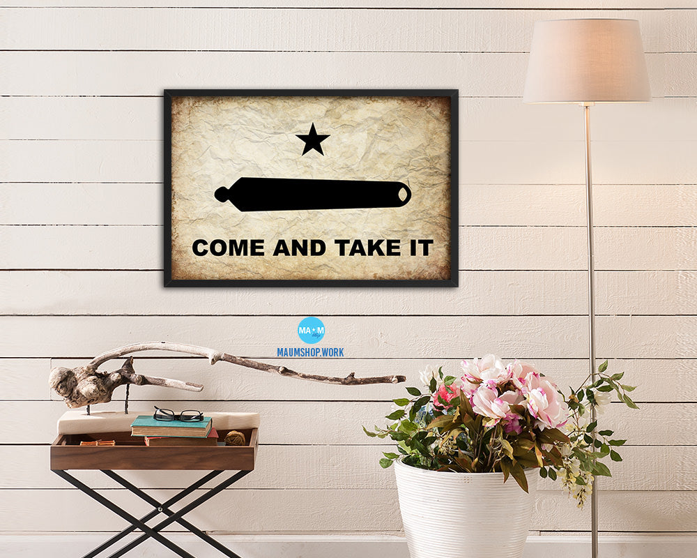 Come and take it Vintage Military Flag Framed Print Sign Decor Wall Art Gifts