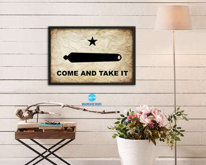 Come and take it Vintage Military Flag Framed Print Sign Decor Wall Art Gifts
