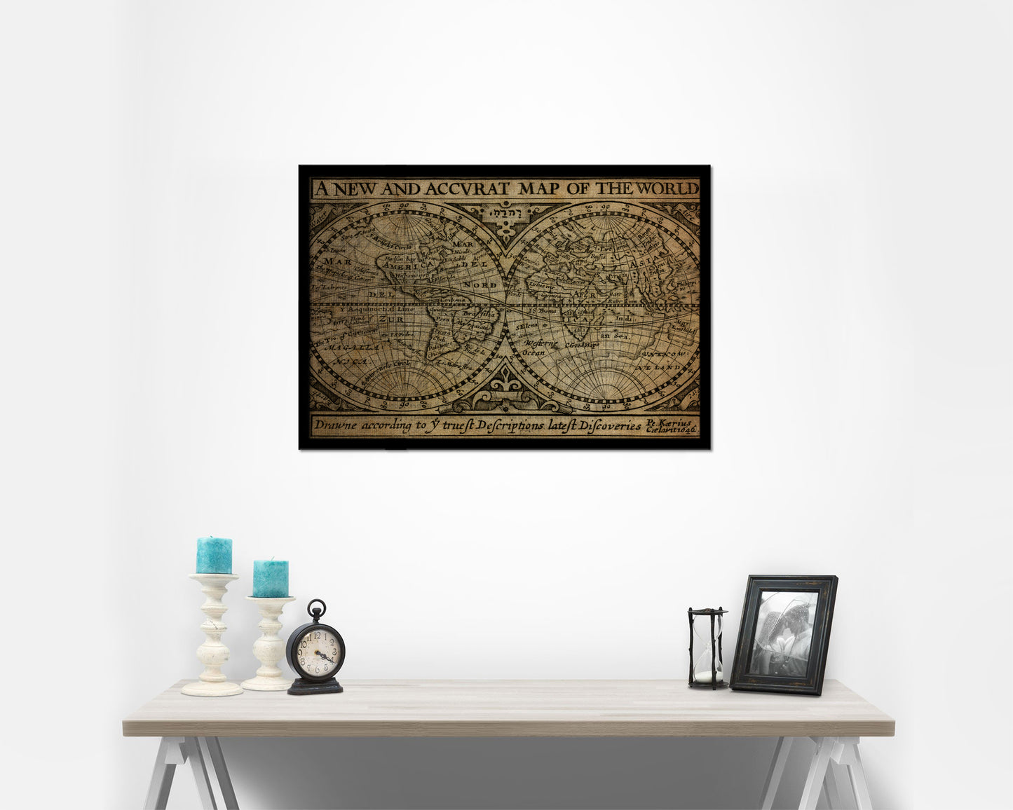 World John Speed 1635 Vintage Map Framed Print Art Wall Decor Gifts