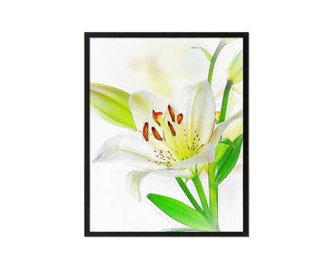 Lily White Flower Wood Framed Paper Print Wall Decor Art Gifts