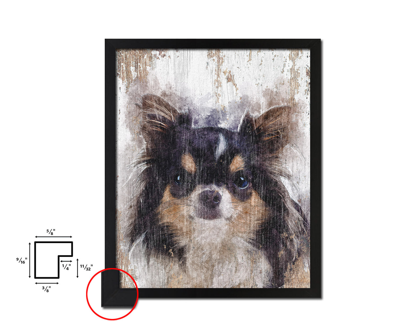 Chihuahua Dog Puppy Portrait Framed Print Pet Watercolor Wall Decor Art Gifts