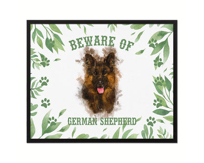 Beware of French Bulldog Sign Wood Framed Print Wall Art Decor Gifts