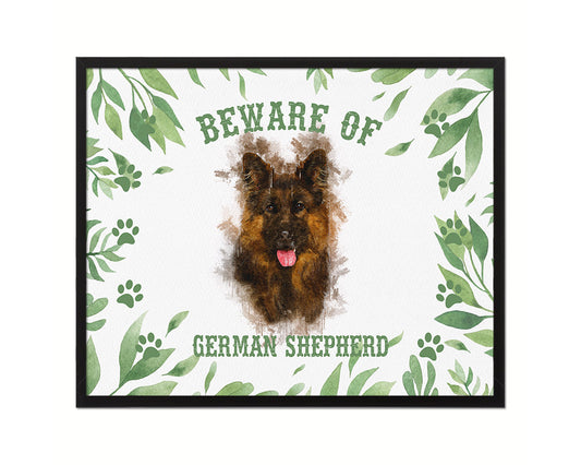 Beware of French Bulldog Sign Wood Framed Print Wall Art Decor Gifts