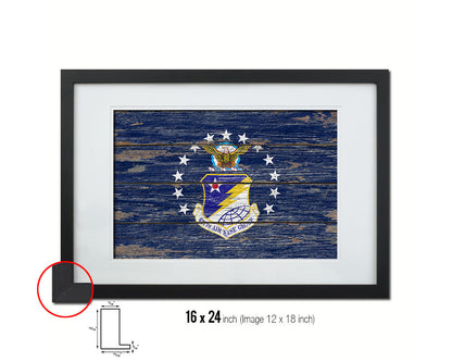 627th Air Base Group Vintage Emblem Flag Wood Frame Paper Print Wall Art Decor Gifts