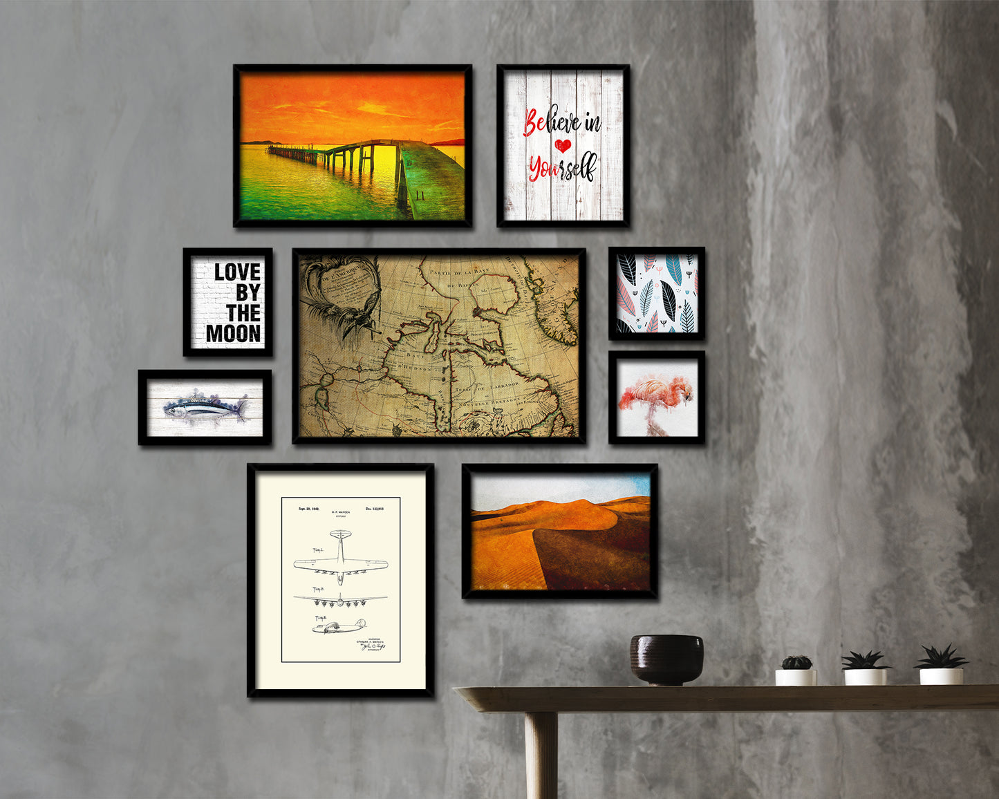 North East Canada and Greenland Vintage Map Framed Print Art Wall Decor Gifts