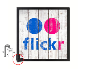 Flickr Social Media Symbol Icons logo Framed Print Shabby Chic Home Decor Wall Art Gifts