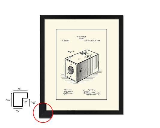 Eastman Photographic Camera Vintage Patent Artwork Black Frame Print Wall Art Decor Gifts