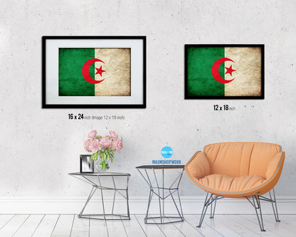 Algeria Country Vintage Flag Wood Framed Print Wall Art Decor Gifts