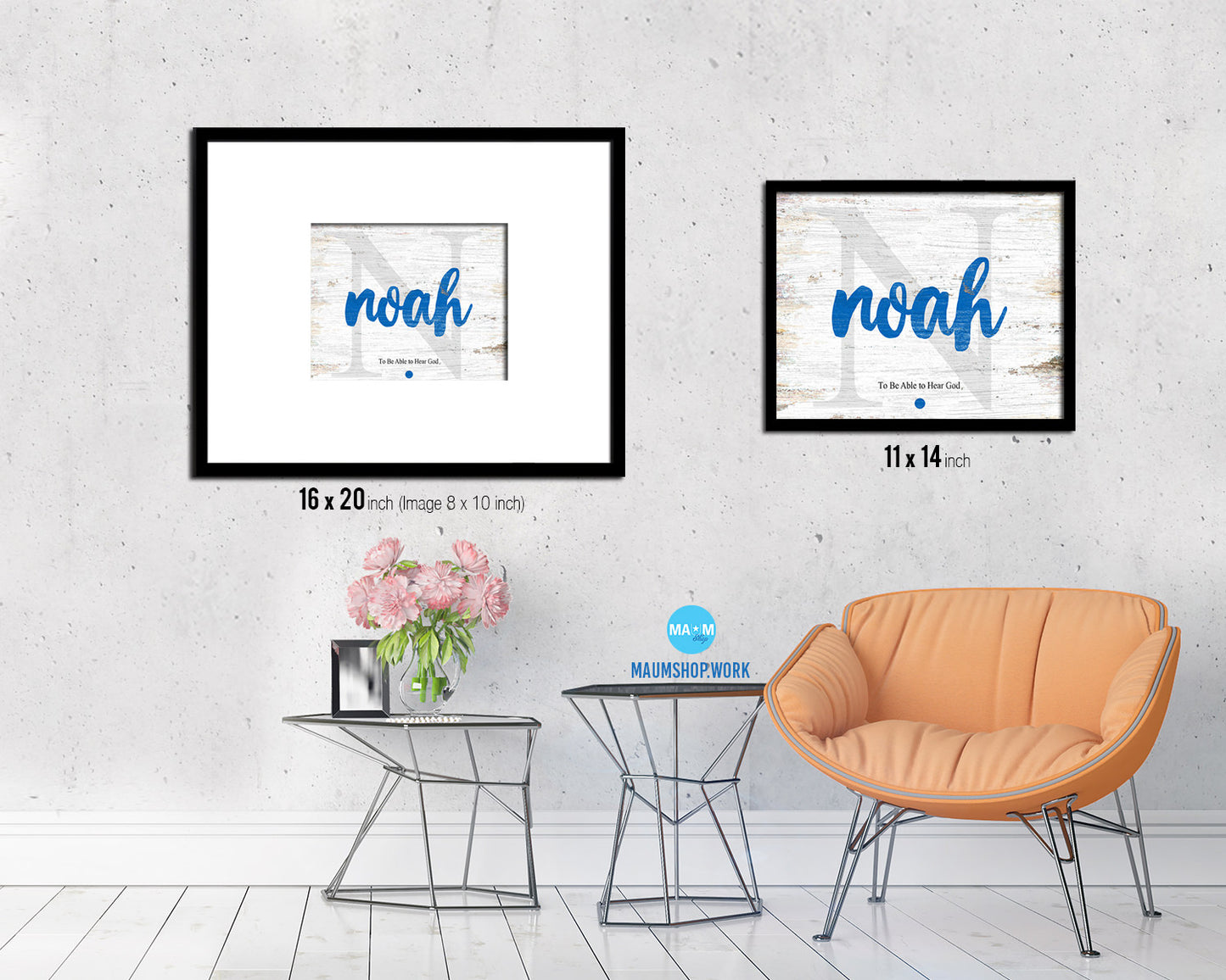 Noah Personalized Biblical Name Plate Art Framed Print Kids Baby Room Wall Decor Gifts