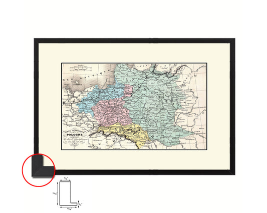 Poland Prussia Germany Old Map Framed Print Art Wall Decor Gifts