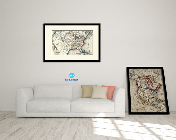 United States Old Map Framed Print Art Wall Decor Gifts