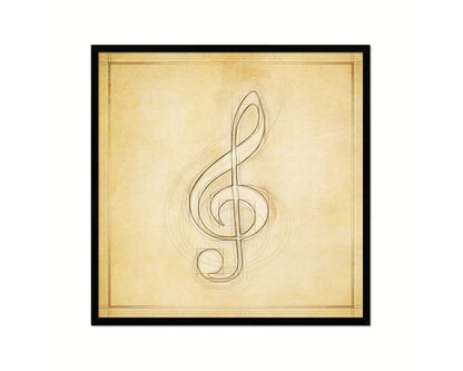 Treble Clef Vintage Musical Symbol Framed Print Orchestra Teacher Gifts Home Wall Decor