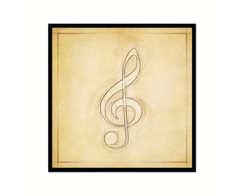 Treble Clef Vintage Musical Symbol Framed Print Orchestra Teacher Gifts Home Wall Decor
