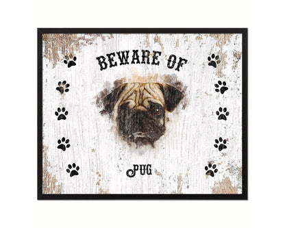 Beware of Poodles Sign Wood Framed Print Wall Art Decor Gifts