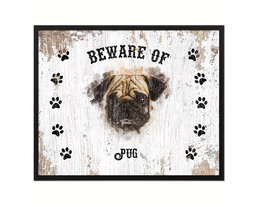Beware of Poodles Sign Wood Framed Print Wall Art Decor Gifts