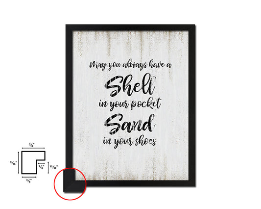 May you always have a shell in your pocket Quote Wood Framed Print Wall Decor Art