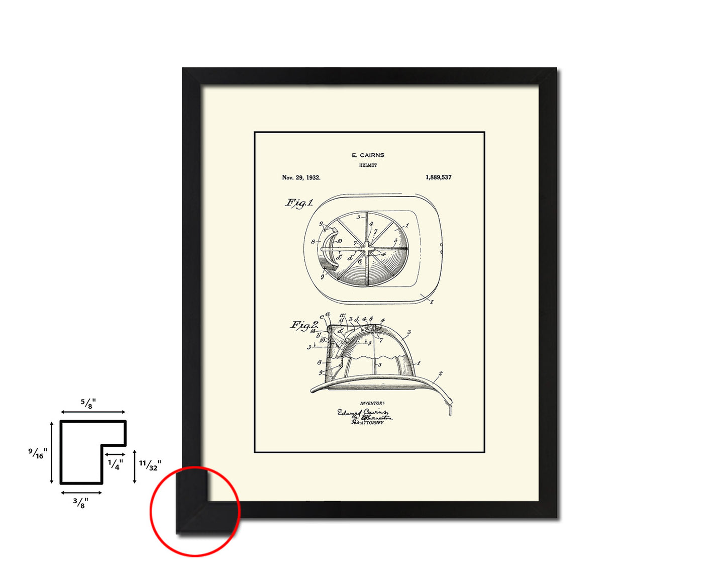 Firefighter Helmet Firefighter Vintage Patent Artwork Black Frame Print Gifts