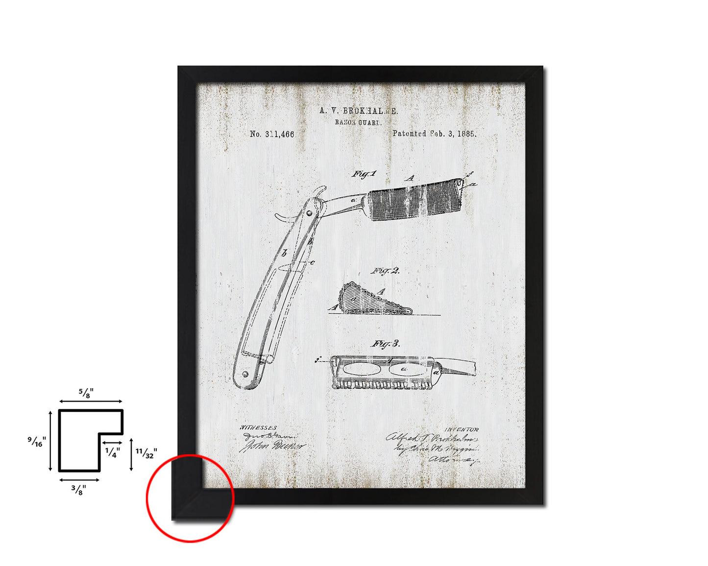 Razor Guard Barbershop Vintage Patent Artwork Black Frame Print Wall Art Decor Gifts
