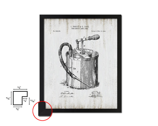 Fire Engine and Pump Firefighter Vintage Patent Artwork Black Frame Print Gifts