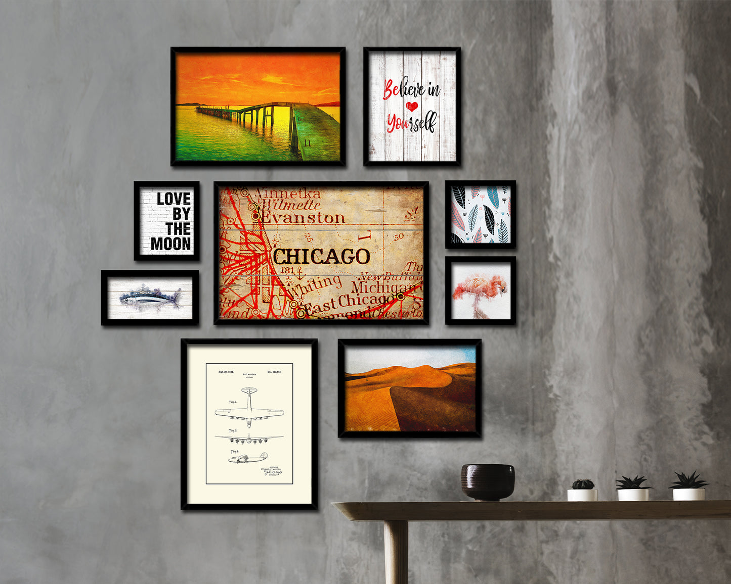 Chicago Illinois Antique Map Framed Print Art Wall Decor Gifts