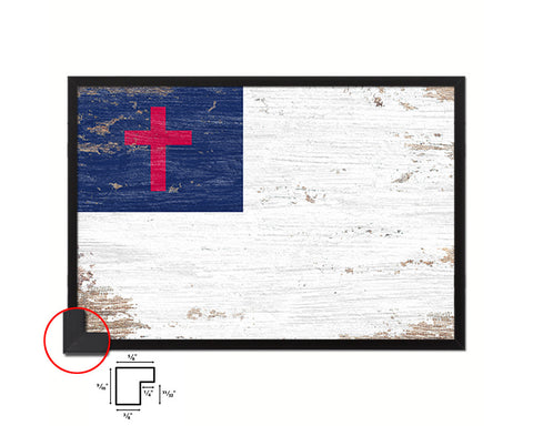 Kayso Christian Religious Shabby Chic Military Flag Framed Print Decor Wall Art Gifts