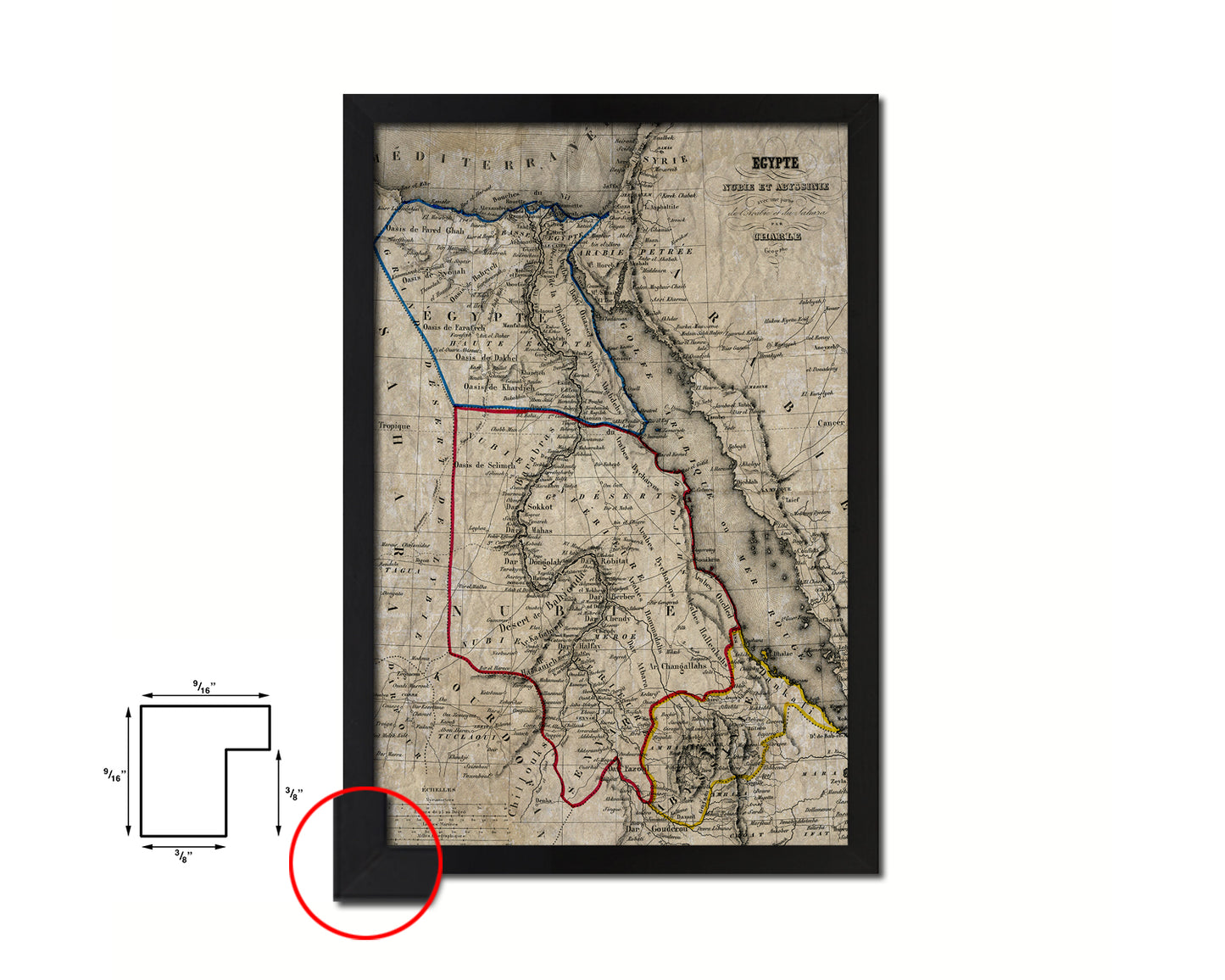 Egypt Nubia Abyssinia Africa Historical Map Wood Framed Print Art Wall Decor Gifts