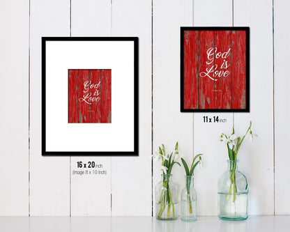 God is love, 1 John 4:8 Quote Framed Print Home Decor Wall Art Gifts