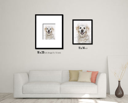 Golden Retriever Dog Puppy Portrait Framed Print Pet Watercolor Wall Decor Art Gifts