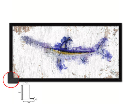 Sword Fish Art Wood Frame Shabby Chic Restaurant Sushi Wall Decor Gifts, 10" x 20"