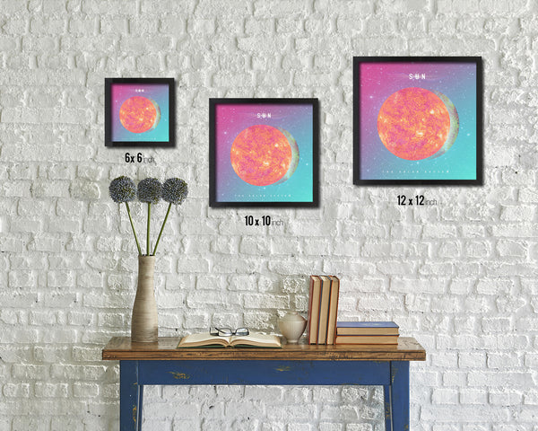 Sun Planet Colorful Prints Watercolor Solar System Framed Print Home Decor Wall Art Gifts