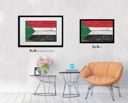 Sudan Country Wood Rustic National Flag Wood Framed Print Wall Art Decor Gifts