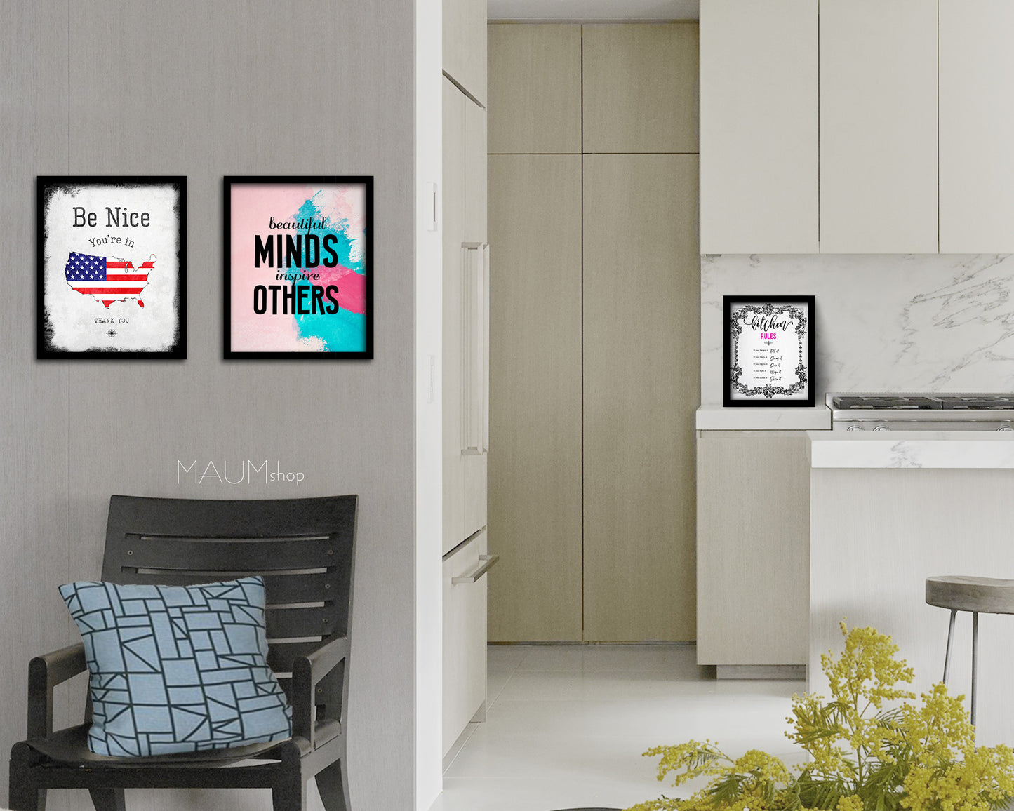 Beautiful minds inspire others Quote Framed Print Wall Decor Art Gifts