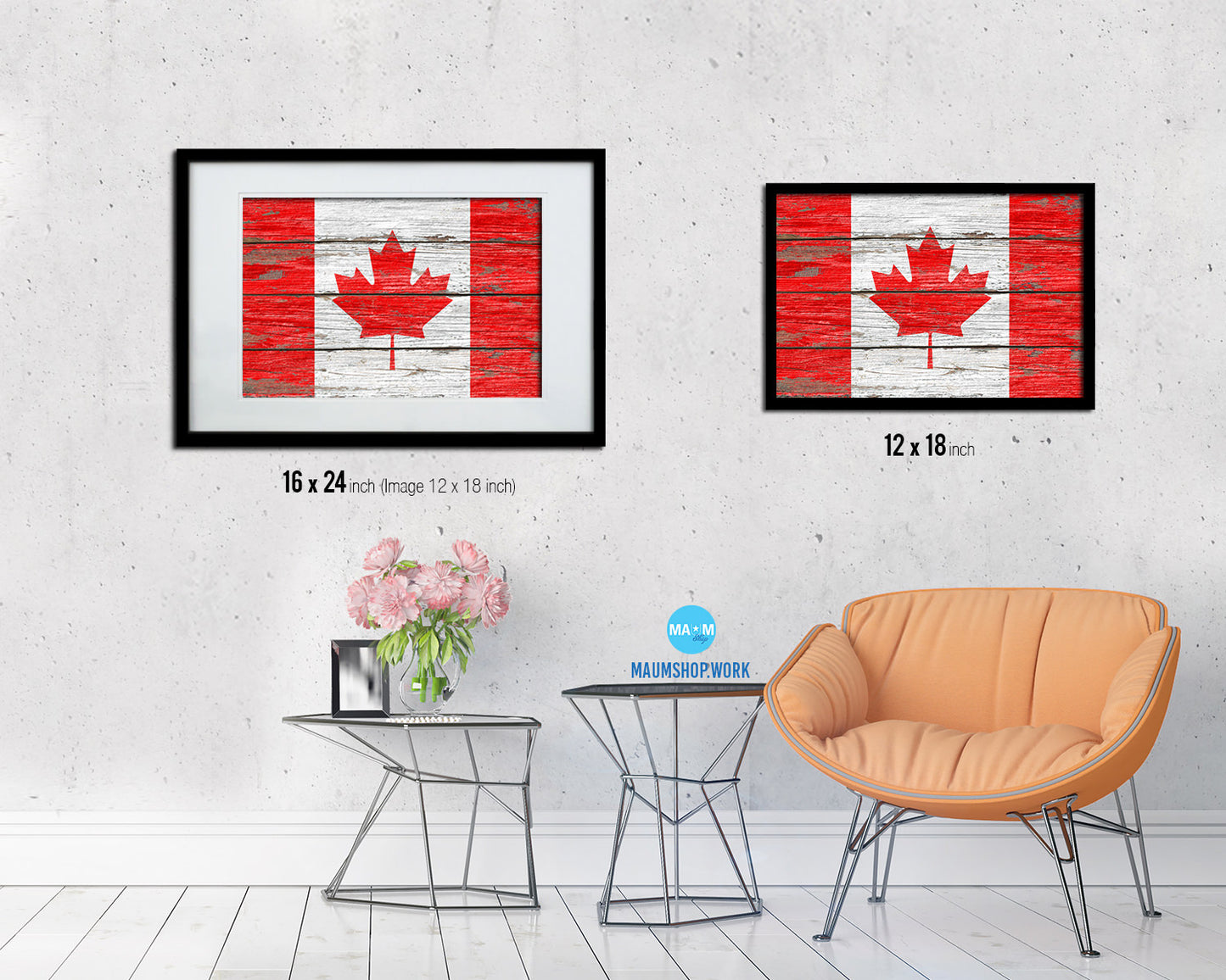 Canada Country Wood Rustic National Flag Wood Framed Print Wall Art Decor Gifts