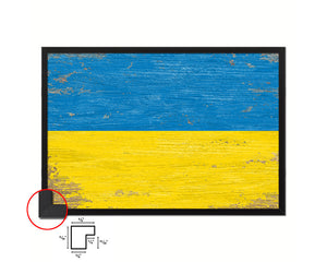 Ukraine Shabby Chic Country Flag Wood Framed Print Wall Art Decor Gifts